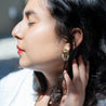 Silver + Bronze Salutation Earrings | Modern Light Catching Stud Earrings - Tavy Tavy